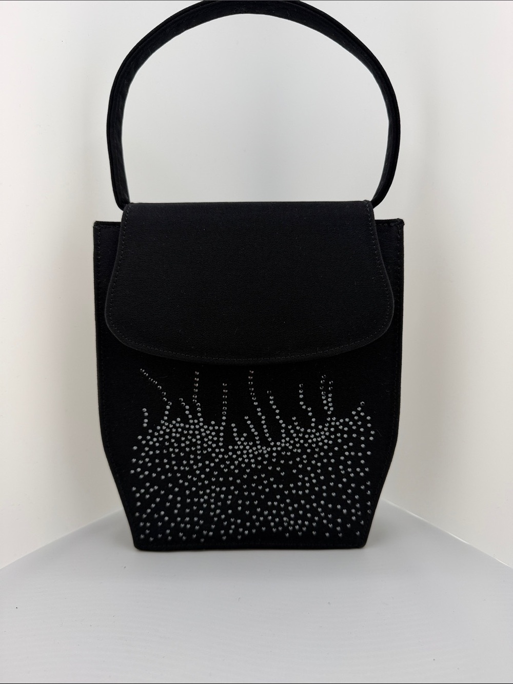 Stuart Weitzman Black Evening Bag with Rhinestone Accents